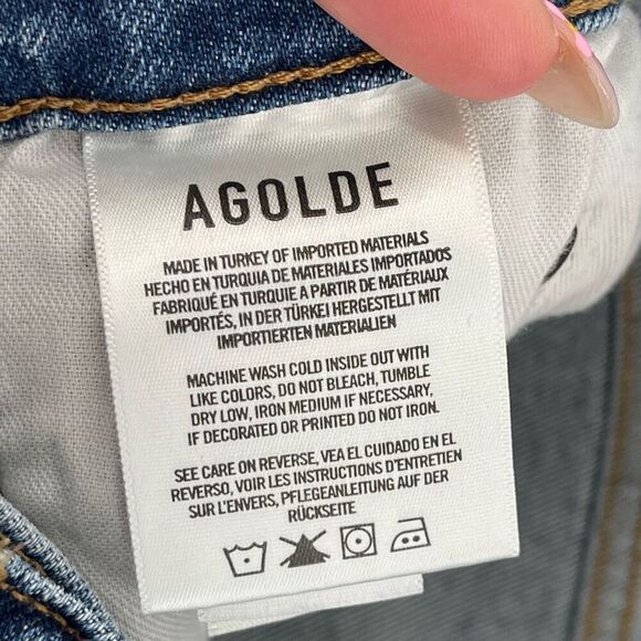 AGOLDE Riley High Rise Straight Crop Jeans – Frequency Wash Denim Size 30 - Picture 14 of 17